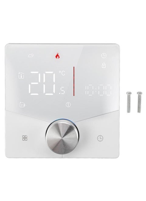 Smart Thermostat White WiFi Thermostat for Tuya APP Control Knob Flame Resisatnt Backlight AC95‑240V for Gas Boiler Heating