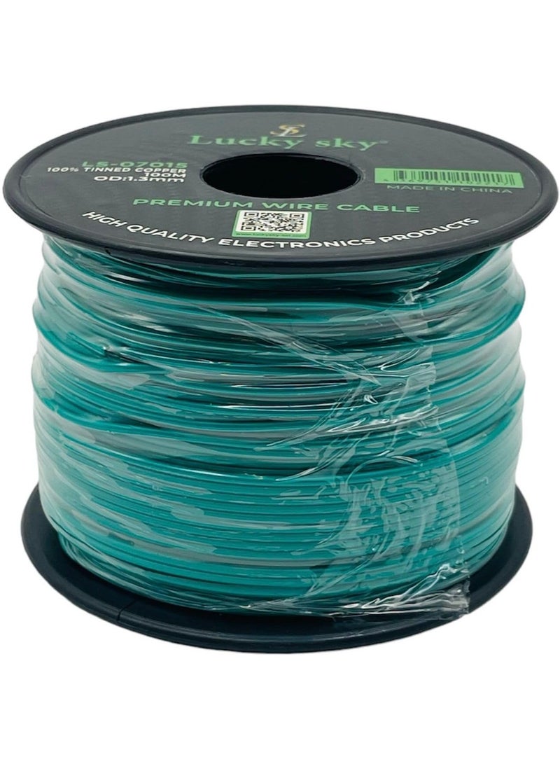 Lucky Sky 26awg Wire Flexible Silicone Tinned Copper UL1007 Silicone Rubber Insulated 7 Green Color 100M 328ft OD:-1.3mm Stranded Hook up Wire. (GREEN)  - Image 1