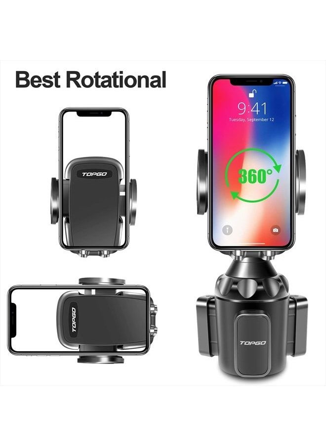 TOPGO Cup Holder Phone Mount, Cup Phone Holder for Car [Secure & Stable] Cup Holder Phone Holder Cell Phone Automobile Cradle for iPhone 14, Samsung and More Smart Phone -Black  - Image 4