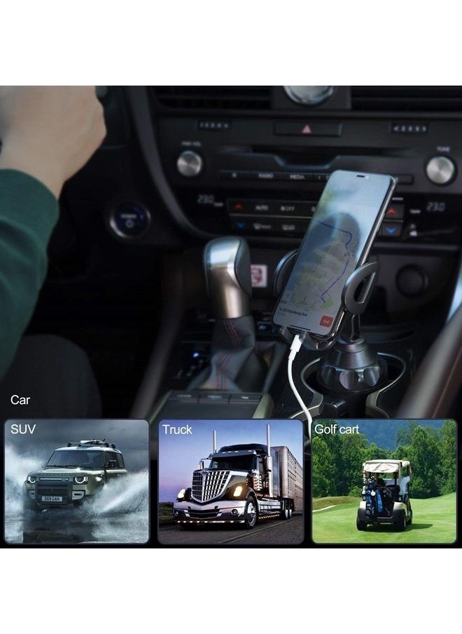 TOPGO Cup Holder Phone Mount, Cup Phone Holder for Car [Secure & Stable] Cup Holder Phone Holder Cell Phone Automobile Cradle for iPhone 14, Samsung and More Smart Phone -Black  - Image 3