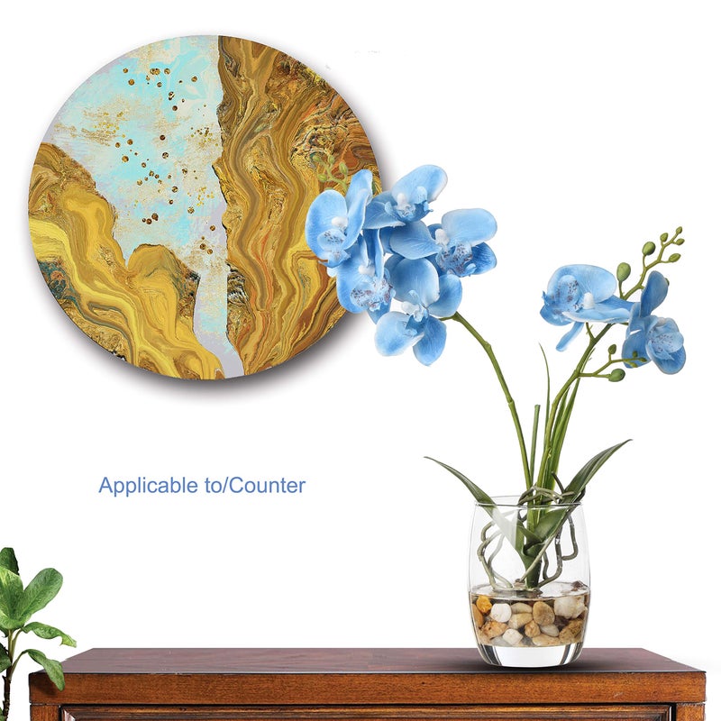 Jusdreen 1 Pcs Glass Vase Artificial Orchid Flower Bonsai Vivid Phalaenopsis Flowers Potting for Home Office D?cor Table Centerpiece Room Decorations 14.5 INCH (Glass Vase/Blue Orchid) - Image 4