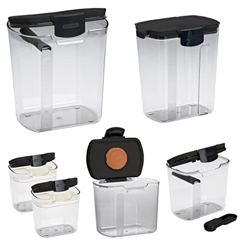 Progressive ProKeeper Baker's Airtight Kitchen Storage Canister Container Set for Flour, Sugar & More, Keeps Ingredients Fresh, with Accessories (Black, 6- Piece) - Image 2