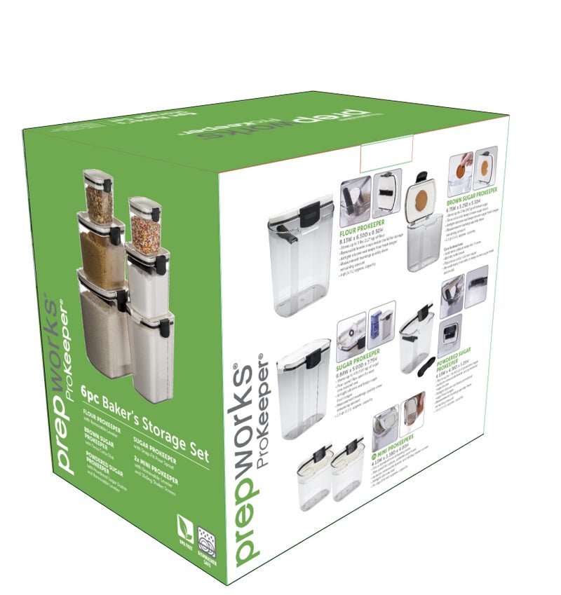 Progressive ProKeeper Baker's Airtight Kitchen Storage Canister Container Set for Flour, Sugar & More, Keeps Ingredients Fresh, with Accessories (Black, 6- Piece) - Image 4