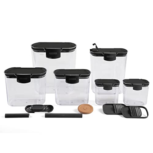 Progressive ProKeeper Baker's Airtight Kitchen Storage Canister Container Set for Flour, Sugar & More, Keeps Ingredients Fresh, with Accessories (Black, 6- Piece) - Image 1