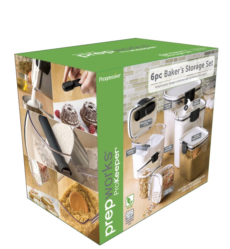 Progressive ProKeeper Baker's Airtight Kitchen Storage Canister Container Set for Flour, Sugar & More, Keeps Ingredients Fresh, with Accessories (Black, 6- Piece) - Image 3