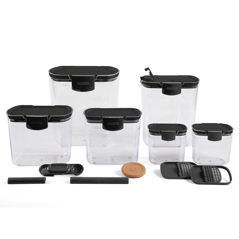 Progressive ProKeeper Baker's Airtight Kitchen Storage Canister Container Set for Flour, Sugar & More, Keeps Ingredients Fresh, with Accessories (Black, 6- Piece) - Image 5