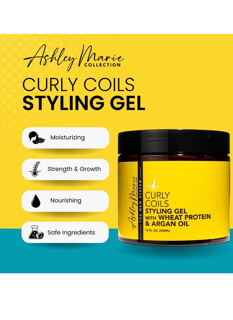 The Hair Diagram - The Hair Diagram - Ashley Marie Curly Coils Styling Gel with Wheat Protein & Argan Oil - Nourishing Natural Ingredients - Moisturizing Gel For Curly Hair - Color Safe - Paraben & Sulfate Free - 12oz - Image 1