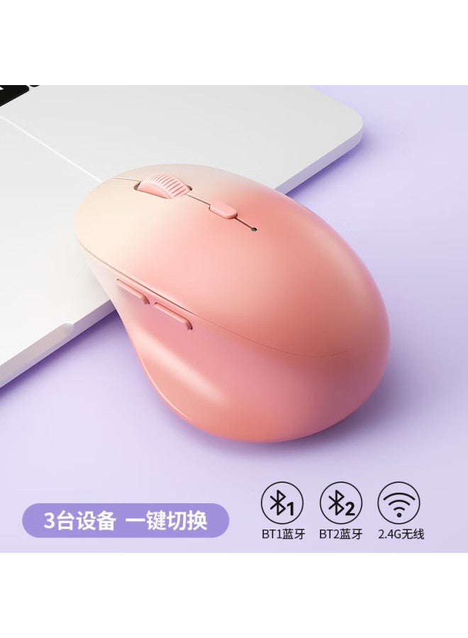 B.o.w Hangshi Md197 Dual-mode Wireless Bluetooth Mouse, Compatible With Computers, Laptops, Smartphones, Tablets, Ergonomic, Quiet, Vertical Mouse For Office Work, Portable, Gradient Pink - Image 4