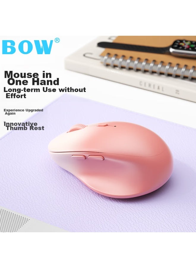 B.o.w Hangshi Md197 Dual-mode Wireless Bluetooth Mouse, Compatible With Computers, Laptops, Smartphones, Tablets, Ergonomic, Quiet, Vertical Mouse For Office Work, Portable, Gradient Pink - Image 3