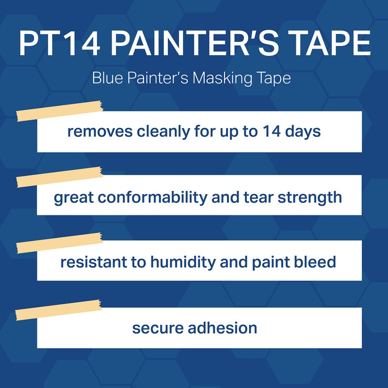TapeCase - PT14-0.5" X 60YD Blue Masking Tape - 0.5" X 60YD (1 Roll) - Image 3