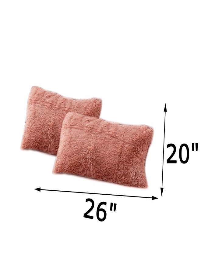 MorroMorn Decorative Pillows Covers, 2 Packs Faux Fur Pillow Cases Standard Size, Luxury Shaggy Throw Pillowcase Cushion Shams with Zipper Closure Room Decor for Couch Sofa Bed (Blush, Standard) - Image 2