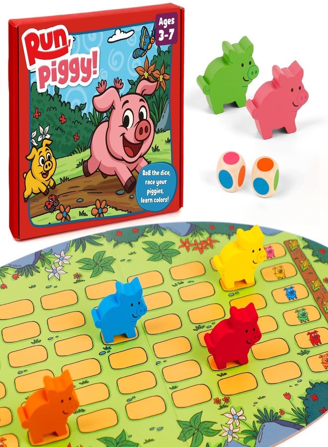 SkilLify Run Piggy Cooperative Board Game, Adorable Family Dice Game for Kids Ages 3-7, Color Matching Board Game, Preschool Learning Toy, 2-6 Players - Image 1