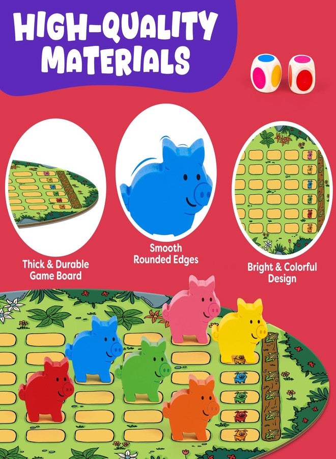 SkilLify Run Piggy Cooperative Board Game, Adorable Family Dice Game for Kids Ages 3-7, Color Matching Board Game, Preschool Learning Toy, 2-6 Players - Image 3