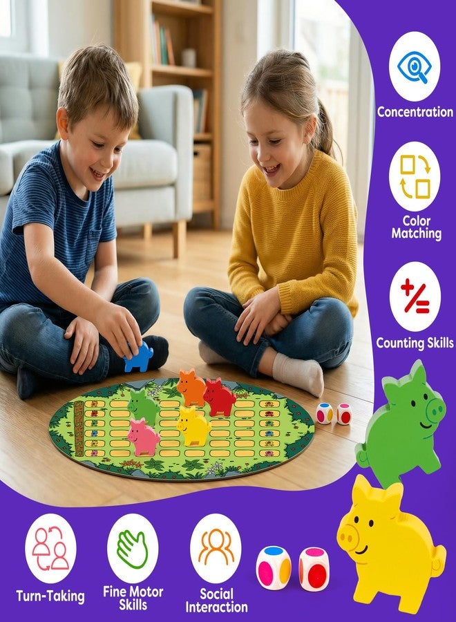 SkilLify Run Piggy Cooperative Board Game, Adorable Family Dice Game for Kids Ages 3-7, Color Matching Board Game, Preschool Learning Toy, 2-6 Players - Image 4