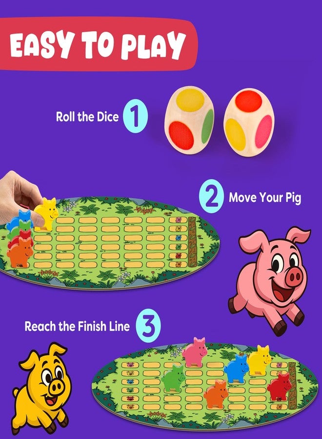 SkilLify Run Piggy Cooperative Board Game, Adorable Family Dice Game for Kids Ages 3-7, Color Matching Board Game, Preschool Learning Toy, 2-6 Players - Image 5