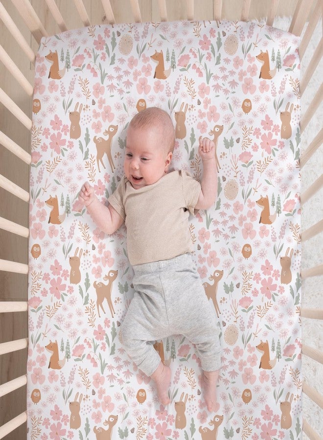 The Peanut Shell The Peanutshell 3 Piece Baby Crib Bedding Set for Girls - Newborn, Infant & Toddler Nursery Bed Set Decor with Fitted Crib Sheet, Dust Ruffle Comforter - Fairytale Forest - Image 3