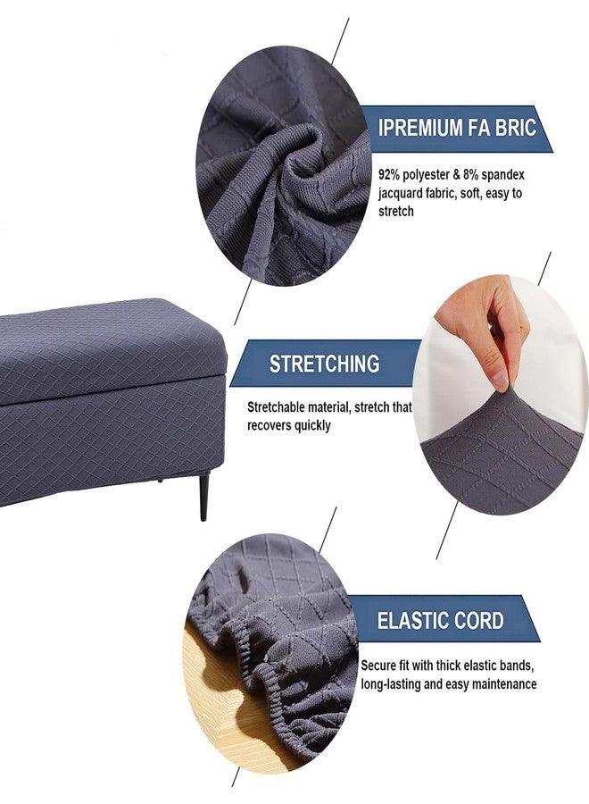 FUANGUI Ottoman Cover Stretch Storage Ottoman Bench Slipcover Jacquard Folding Storage Bench Ottoman Cover Footrest Stool Slipcover Footstool Protector Cover with Elastic Bottom,(120-160cm,L,42) - Image 4