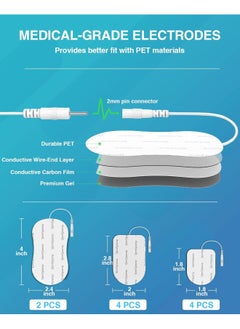Comfytemp Comfytemp TENS Unit Replacement Pads, 10 Pcs TENS Pads with 3 Sizes, Reusable Self Adhesive 2mm Pin Connector Electrodes Pad for Most TENS, Non-Irritating Design for Muscle Stimulator Electrotherapy  - Image 2