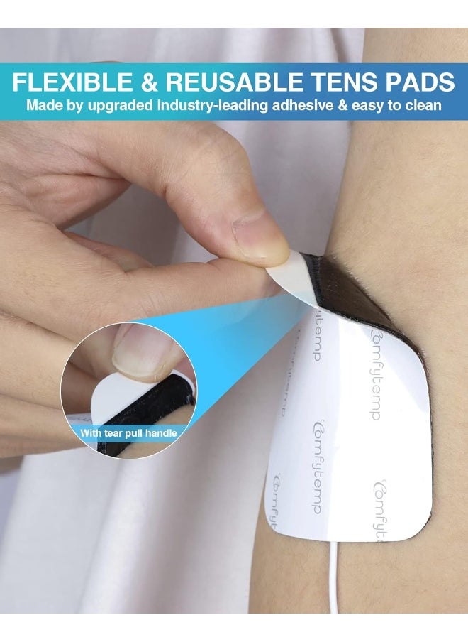 Comfytemp - Comfytemp TENS Unit Replacement Pads, 10 Pcs TENS Pads with 3 Sizes, Reusable Self Adhesive 2mm Pin Connector Electrodes Pad for Most TENS, Non-Irritating Design for Muscle Stimulator Electrotherapy - Image 1