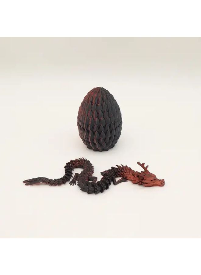 Black Red 3D Printed Dragon Egg Set Movable Statue Desktop Decor Halloween Christmas Gift - Image 1