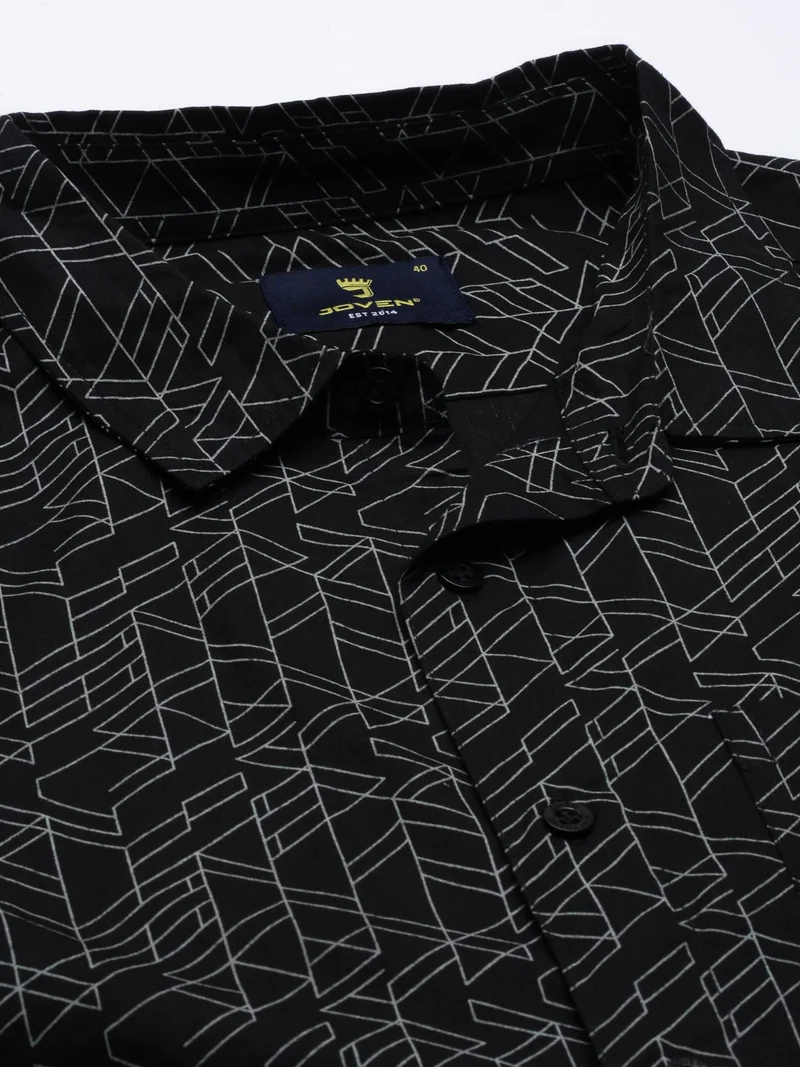 Joven  Black Printed Half Sleeve Casual Shirt for Men for Men | Best Price UAE