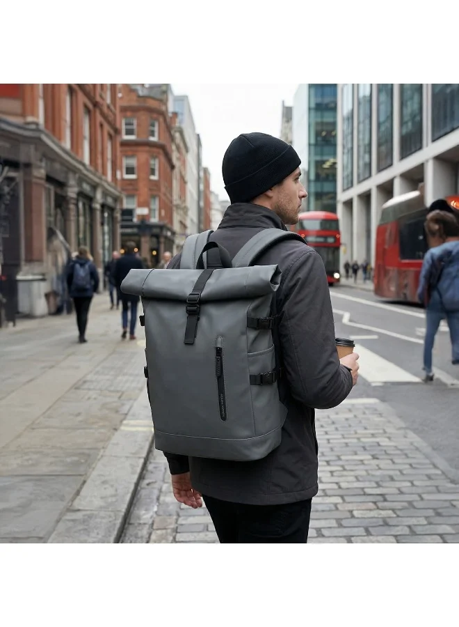 Mobcos Mobcos Travel Big Back Pack Grey 8448 Mobcos Travel Big Back Pack Grey 8448 Expandable Waterproof Roll-Top Laptop Backpack with USB Charging Port – Anti-Theft Travel Backpack for Men & Women, Durable Oxford Leather Material, 18L–27L Expandable Capacity, Business & Outdoor Daypack  | Best Price UAE