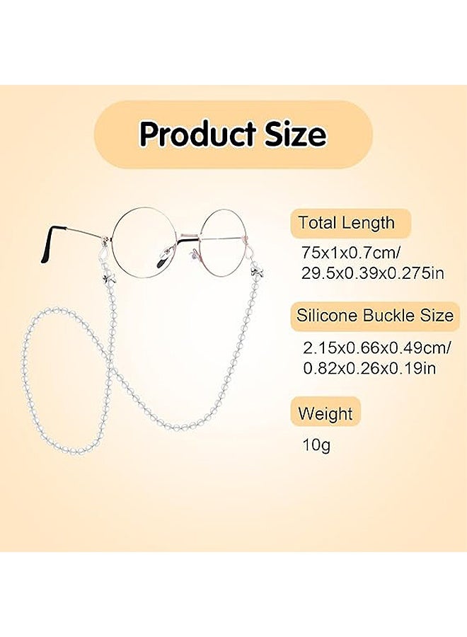 MXN Anti-Falling Pearl Eyeglass Chain, Anti-slip Glasses Eyeglasses String Holder for Women Girls, Sunglasses Mask Necklace Lanyard  - Image 2