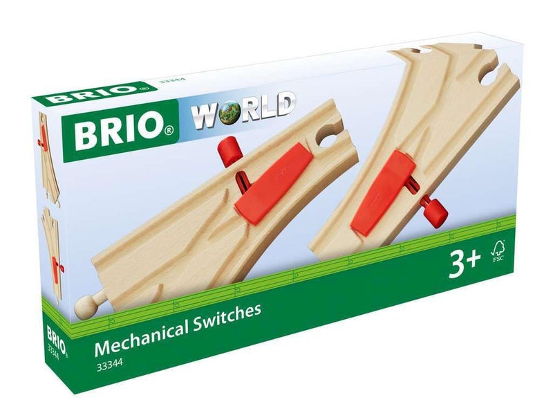Brio BRIO World - 33344 Mechanical Switches | 2-Piece Interactive Wooden Train Tracks Set | Enhances Motor Skills | Compatible with BRIO Toys | Great Gift for Kids Ages 3 and Up  - Image 1