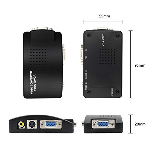 HDSUNWSTD PC Laptop Composite Video TV RCA Composite S-Video AV in to PC VGA LCD Out Converter Adapter Switch Box Black - Image 5