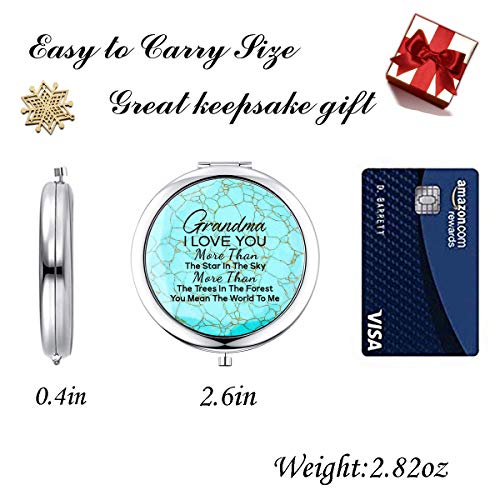 sedmart Grandma Gifts from Granddaughter, Mothers Day Birthday Christmas Gifts for Grandma Keepsake,Unique Engraved Natural Turquoise Compact Mirror - Image 4