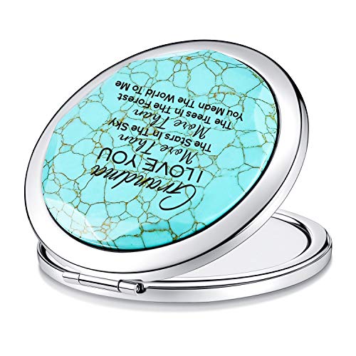 sedmart Grandma Gifts from Granddaughter, Mothers Day Birthday Christmas Gifts for Grandma Keepsake,Unique Engraved Natural Turquoise Compact Mirror - Image 2