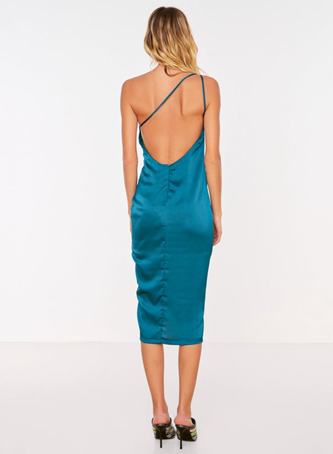 trendyol Ruched Satin Midi Dress - Image 3