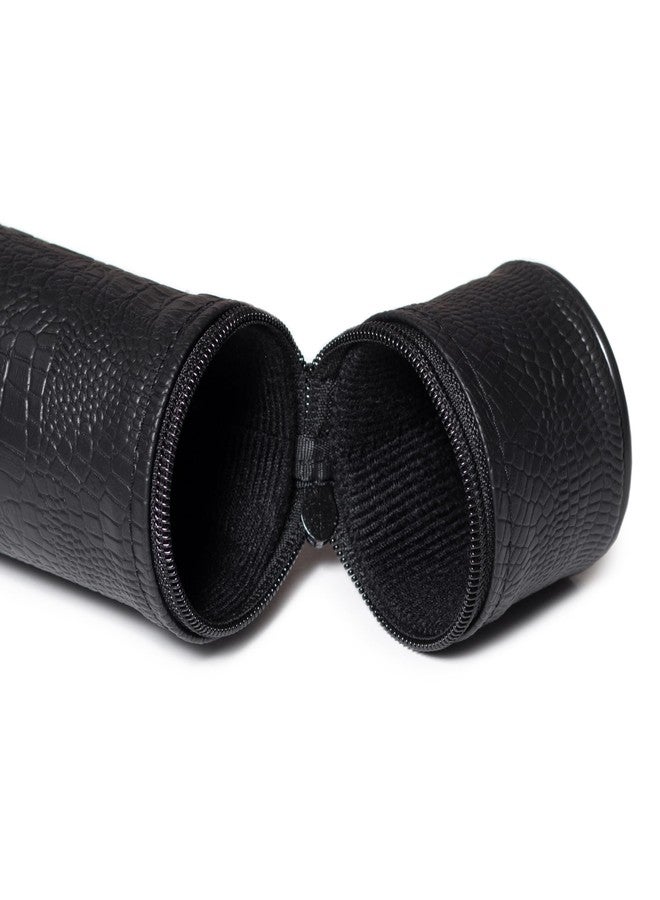 OKKO Billiard Pool Cue Hard Round Case Faux Crocodile Leather 1x1 (Croco Black) - Image 3