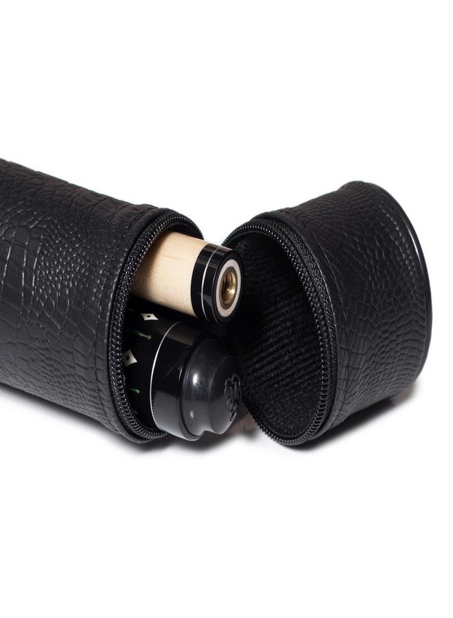 OKKO Billiard Pool Cue Hard Round Case Faux Crocodile Leather 1x1 (Croco Black) - Image 4