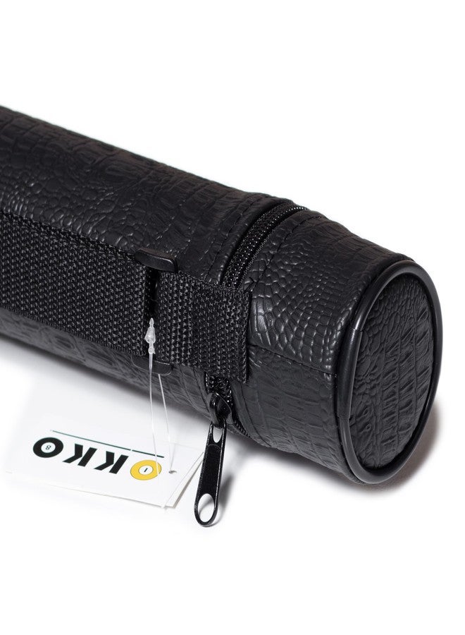 OKKO Billiard Pool Cue Hard Round Case Faux Crocodile Leather 1x1 (Croco Black) - Image 5