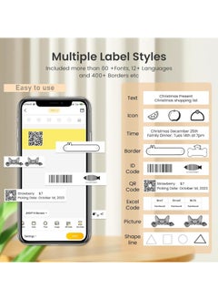 Generic Mini Portable Thermal Printer Label Printer Label maker Bluetooth Multiple label styles with 1 Roll of Paper Label/White, Compatible with Android IOS for labeling, notes, and memos for office organization, Home Kitchen, School, Study  - Image 3