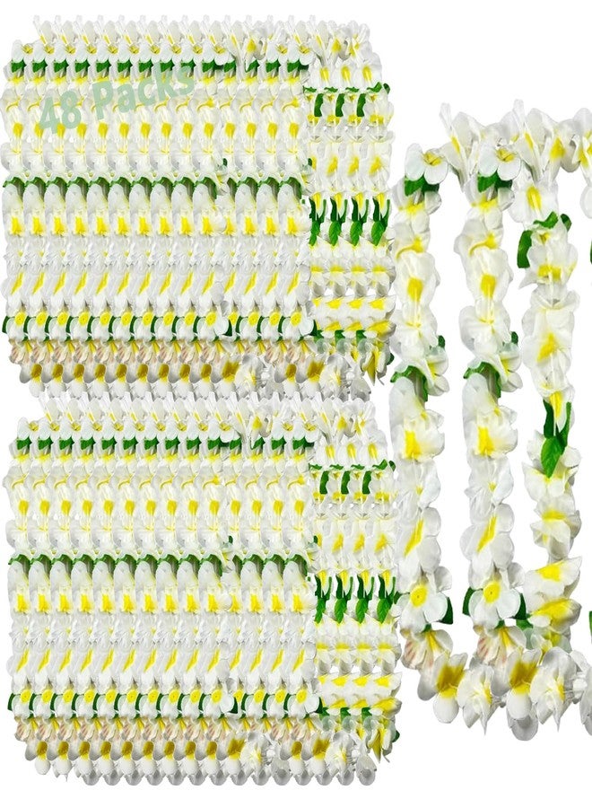 Mowane Leis for Luau Party, 48 Count | Thick and Lush Flower Leis for Luau Parties, Graduations, Birthdays, and Beach Weddings | Tropical Party Decorations and Hula Dance Accessories (48Pcs White) - Image 1