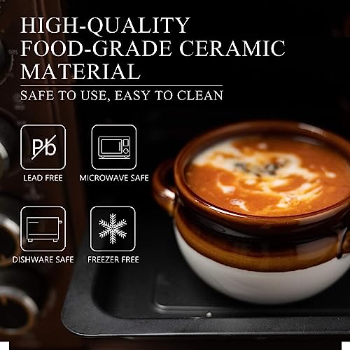 Vumdua French Onion Soup Bowls with Lids and Handles, 16 oz Ceramic French Onion Soup Crocks for Chilli, Cereal, Cereal, Pot Pies, Oven, Broil & Dishwasher Safe, Set of 4 - Image 2