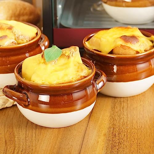 Vumdua French Onion Soup Bowls with Lids and Handles, 16 oz Ceramic French Onion Soup Crocks for Chilli, Cereal, Cereal, Pot Pies, Oven, Broil & Dishwasher Safe, Set of 4 - Image 3