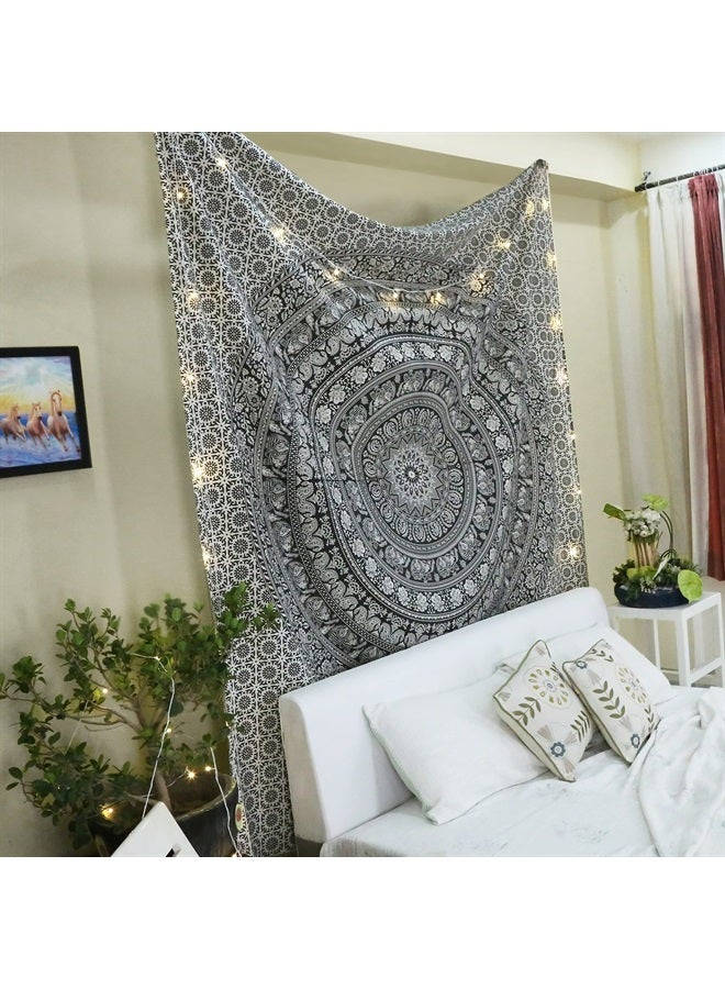 Craft Trade تجسيد أسود وأبيض - زينة حائط جمالية تجسيد بوهيمي زينة حائط غرفة المعيشة الهندية الهيبي زينة منزلية بوهيمية - 84x90 بوصة - Image 2
