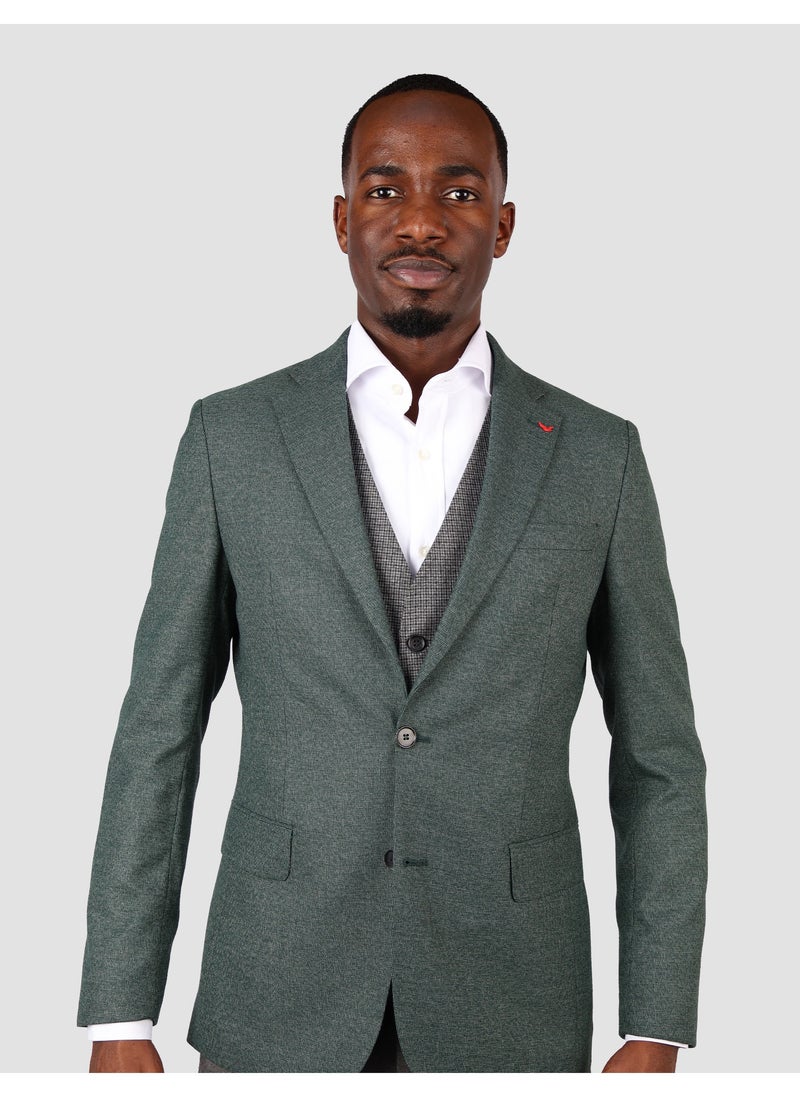D'S DAMAT بدلة DS Damat Slim Fit باللون الأخضر مكونة من 3 قطع  - Image 1