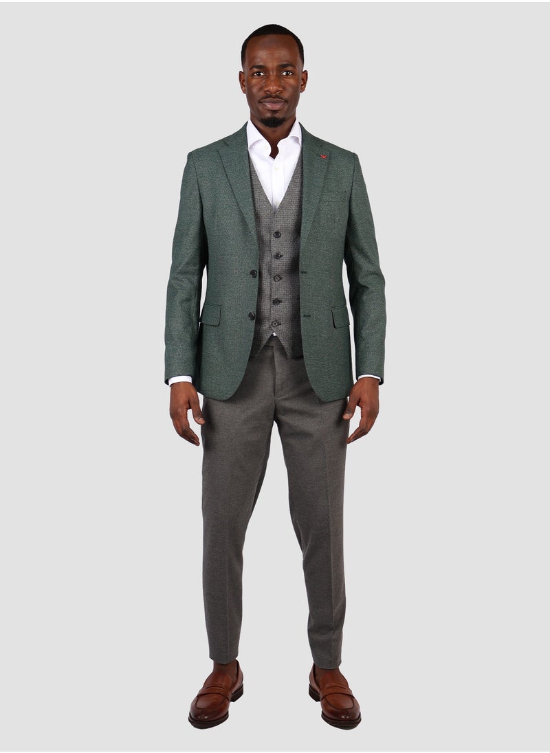 D'S DAMAT بدلة DS Damat Slim Fit باللون الأخضر مكونة من 3 قطع  - Image 2