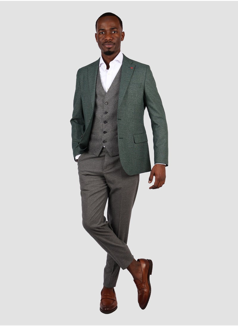 D'S DAMAT بدلة DS Damat Slim Fit باللون الأخضر مكونة من 3 قطع  - Image 3
