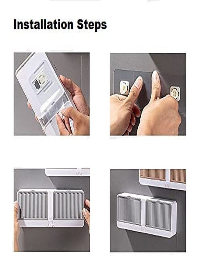 Doville Plastic New Creative No-Drilling Wall Mounted Soap Stand for Bathroom with Double with Lid | Soap Draining Rack Bathroom Grid-Asphalt Toilet Laundry Soap Box Drain Tray (1) - Image 5