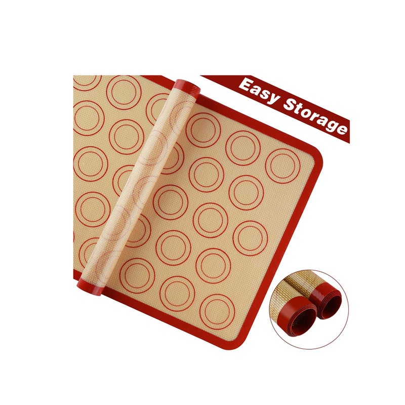 Zikra Silicone Baking Mats 2 Pack Non Stick and Reusable Oven Silicon Baking Sheet Mat Heat Resistant Cooking Bakeware Mat for Making Macarons Pastry Pizza Bread Red - Image 4