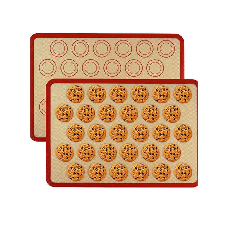Zikra Silicone Baking Mats 2 Pack Non Stick and Reusable Oven Silicon Baking Sheet Mat Heat Resistant Cooking Bakeware Mat for Making Macarons Pastry Pizza Bread Red - Image 1