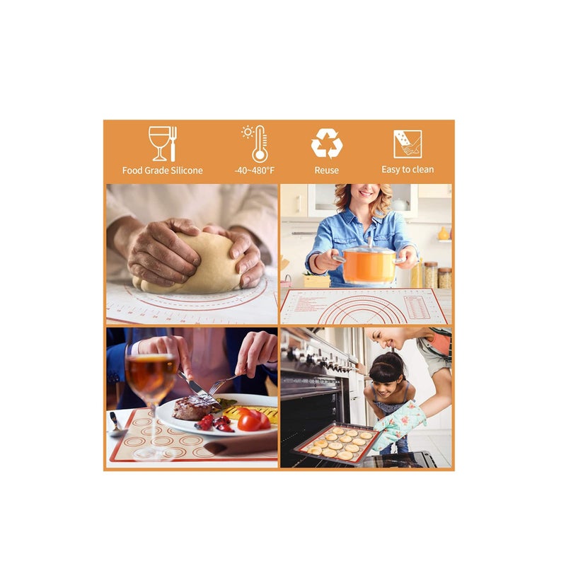 Zikra Silicone Baking Mats 2 Pack Non Stick and Reusable Oven Silicon Baking Sheet Mat Heat Resistant Cooking Bakeware Mat for Making Macarons Pastry Pizza Bread Red - Image 5