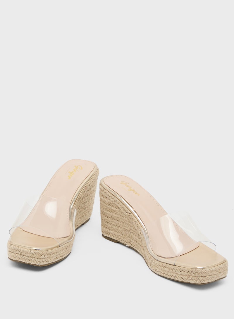 Ginger High Wedge With Clear Strap - Image 4