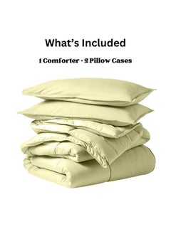 Home of linens Cotton - Plain - 3 Pieces Heavy Comforter Set - 3.6Kgs - Down Alternative Filling - (For Matress 160cm/180cm) - Size (230cm x 240cm) + 2 Pillow Case Covers (50cm x 70cm) - Olive  - Image 4