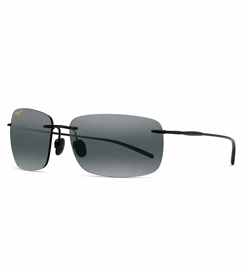 ماوي جيم نظارات شمسية مستقطبة Maui Jim Breakwall 422-02 (MJ0422S-001 64)، إطار مستطيل بدون حواف (مقاس 64 مم)، لون أسود لامع، عدسات MauiPure رمادية محايدة، للجنسين. - Image 1
